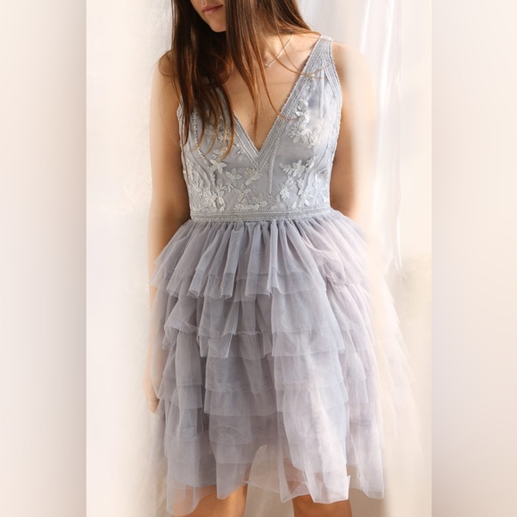 NEW WITH TAGS** Ayten Mystery | Lilac / Grey Tulle Dress US 10 - Picture 2 of 11